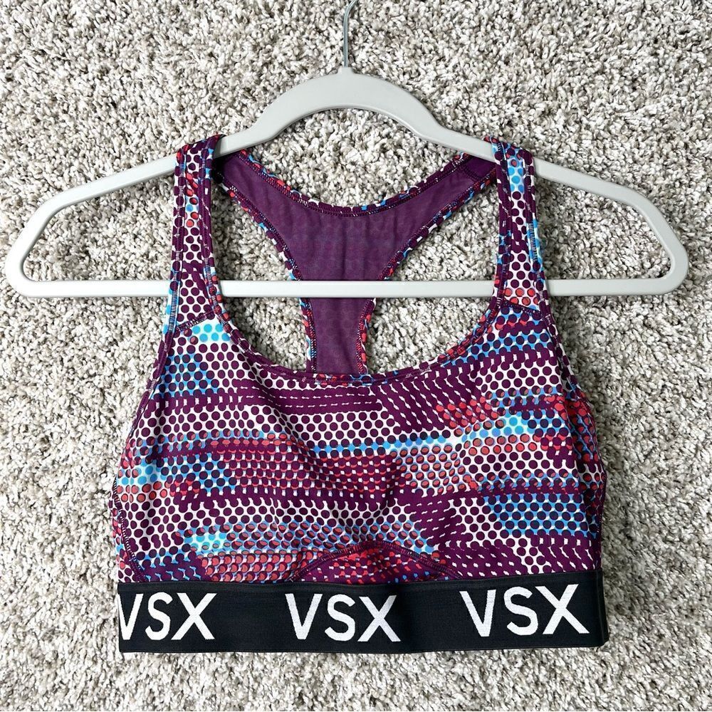 VSX Victoria Sport Sports Bra Women’s Large Purple Dot Patterned Racerback